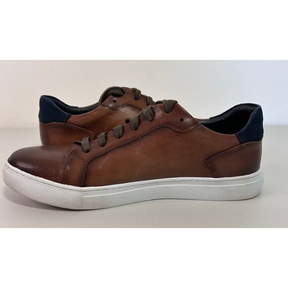 Zanzara Men's Casual Leather Lace-Up Sneakers Mahogany Brown‎ ZZ1775L Size 8 - Picture 4 of 10